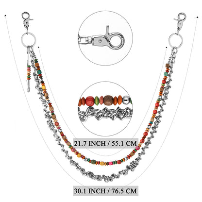HAWSON Beaded Chain Size Guide - 30.1 inches and 20.7 inches long with Lobster Clasp Detail