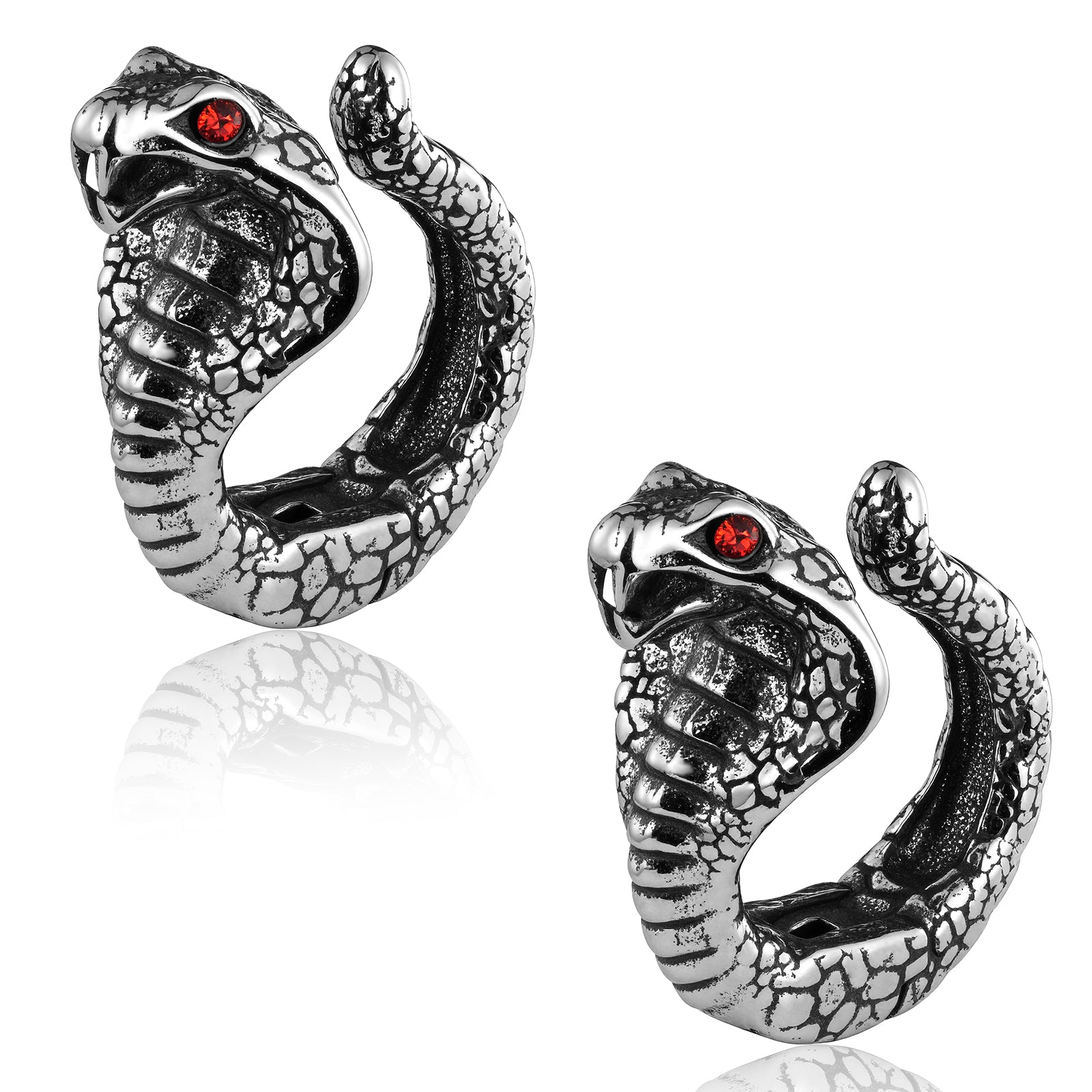 HAWSON Vintage Rock Snake Ear Cuff Jewelry in 316 Stainless Steel - Gothic Punk Clip-On Earrings for Concerts