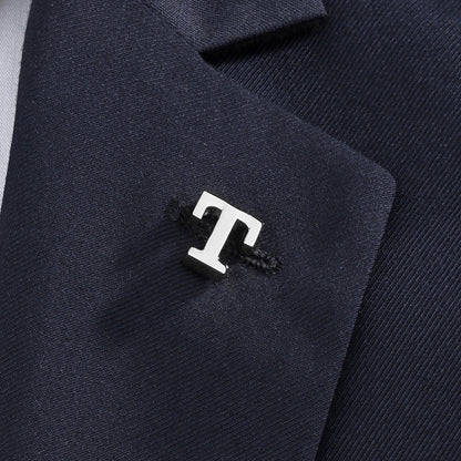 Silver Color Initial Lapel Pin for Men