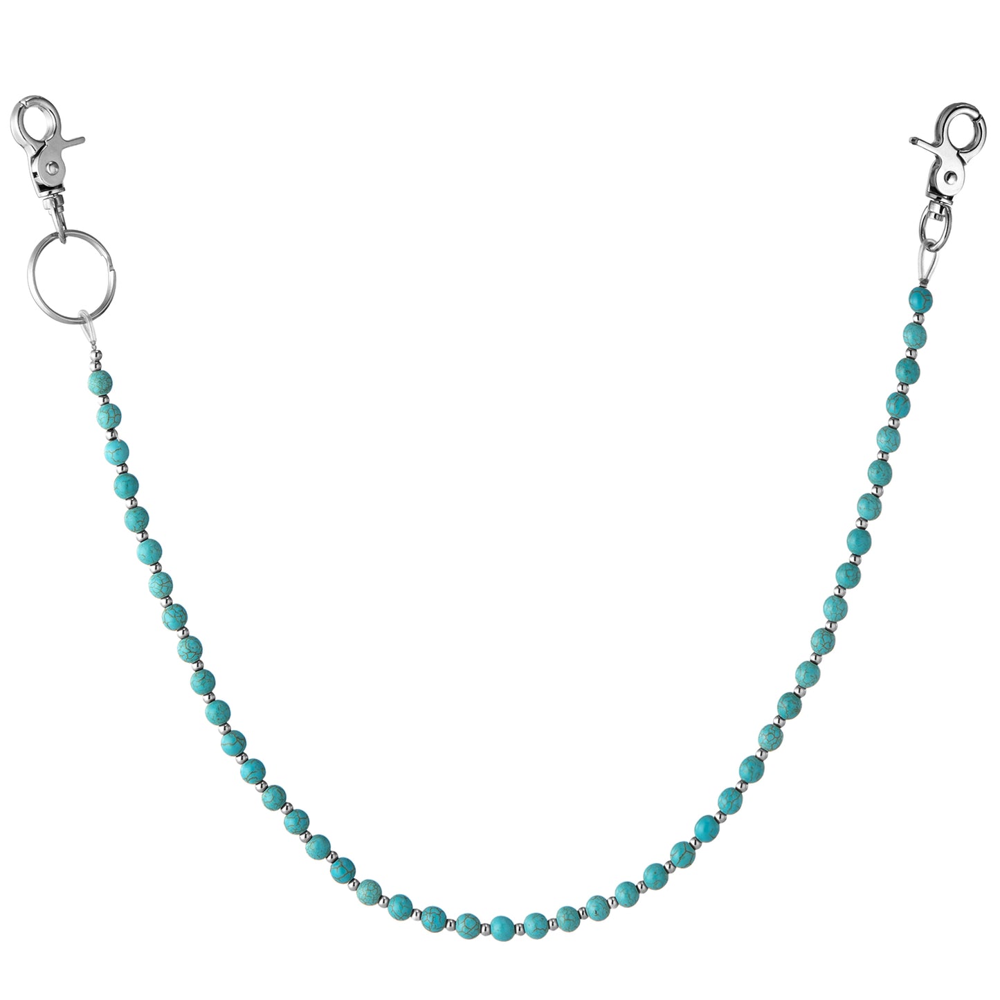 HAWSON Vintage Turquoise Chain with hand-knotted beads - Retro wallet/pant accessory in Southwest bohemian design