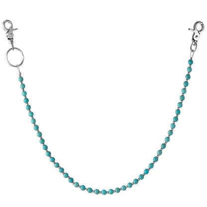HAWSON Vintage Turquoise Chain with hand-knotted beads - Retro wallet/pant accessory in Southwest bohemian design
