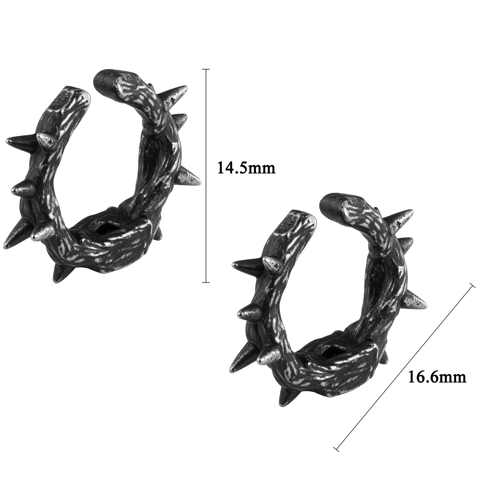HAWSON Twisted Thorn Hoop Ear Cuff Size Guide (14.5x16.6mm) for Unpierced Ears