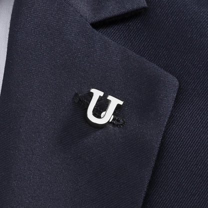 Silver Color Initial Lapel Pin for Men