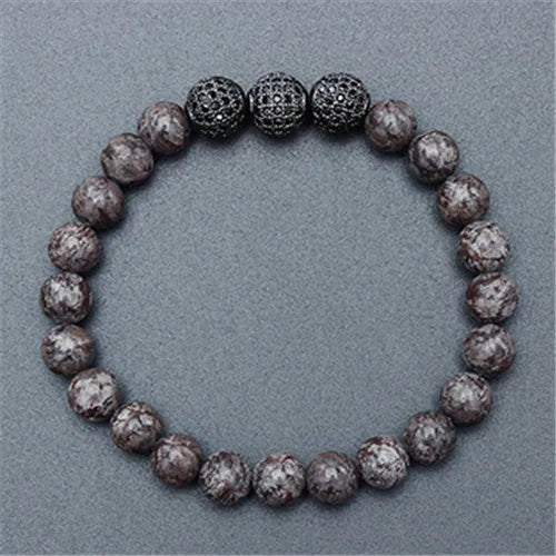 Assorted Natural Stone Bead Bracelets - Handmade Stretch Cuffs with Metal Charms