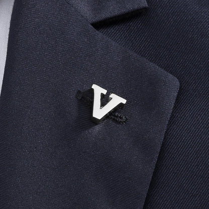 Silver Color Initial Lapel Pin for Men