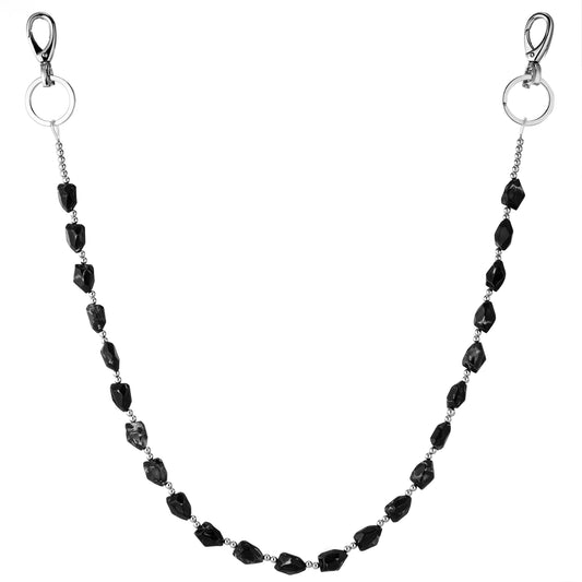 HAWSON Black Beaded Key Chain with 304 stainless steel links and black beads for jeans/pants styling