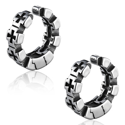 Vintage Chain Hoop Ear Clip in 316 Stainless Steel - Steampunk Industrial Design for Non-Pierced Cartilage