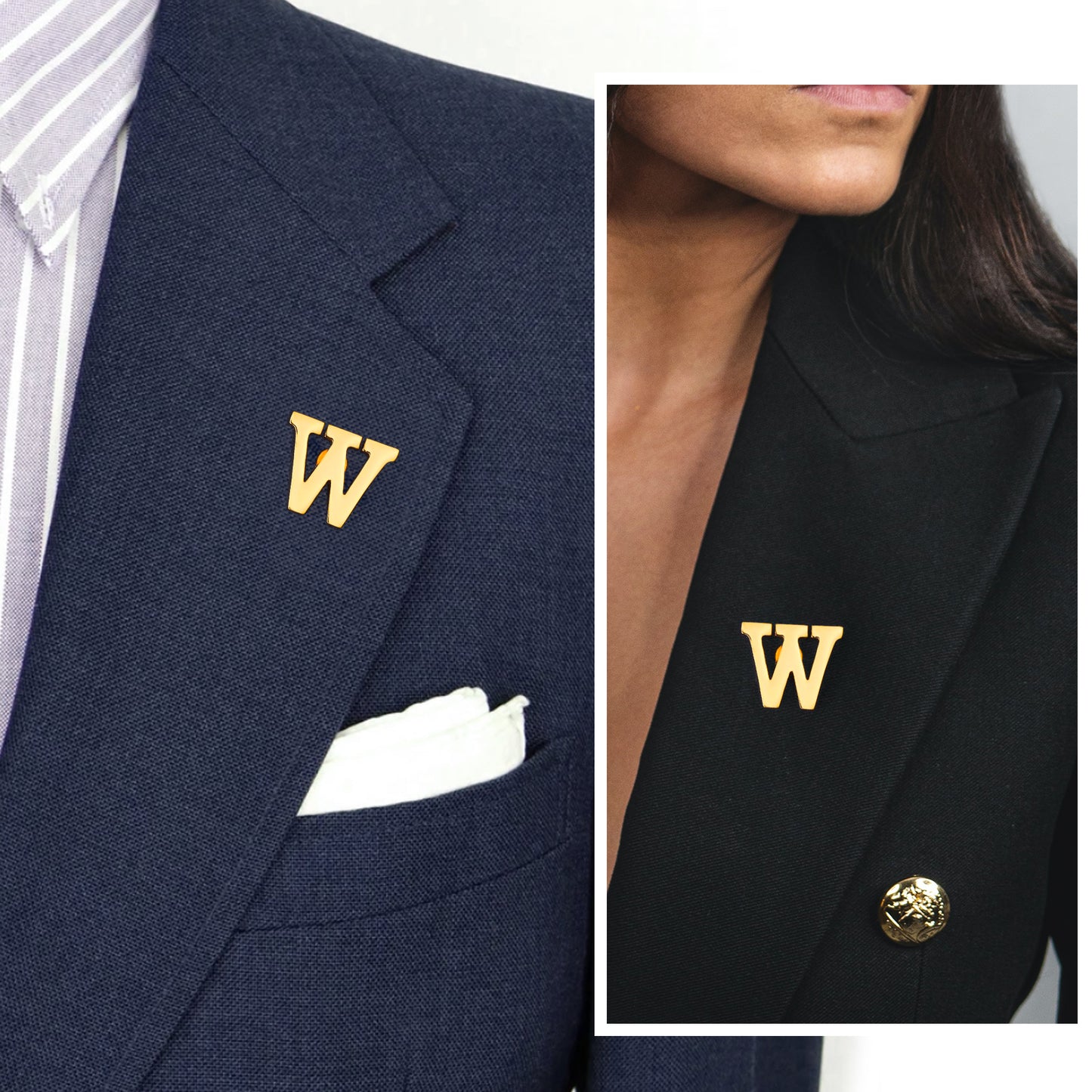 HAWSON Gold Color Initial Lapel Pin for Men