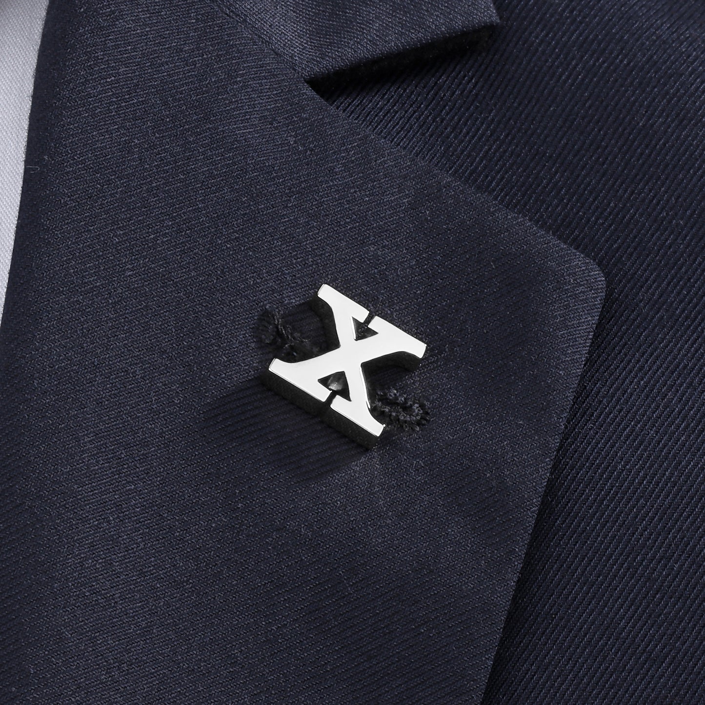 Silver Color Initial Lapel Pin for Men