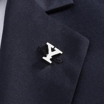 Silver Color Initial Lapel Pin for Men