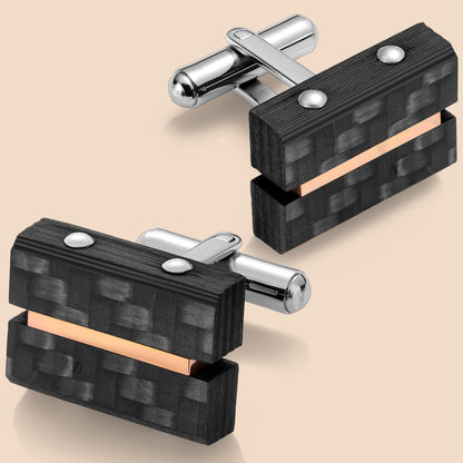 HAWSON Handcrafted Carbon Fiber Cuff Links for Men.