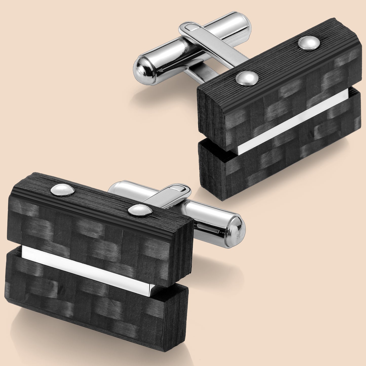 HAWSON Handcrafted Carbon Fiber Cuff Links for Men.