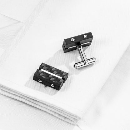 HAWSON Handcrafted Carbon Fiber Cuff Links for Men.