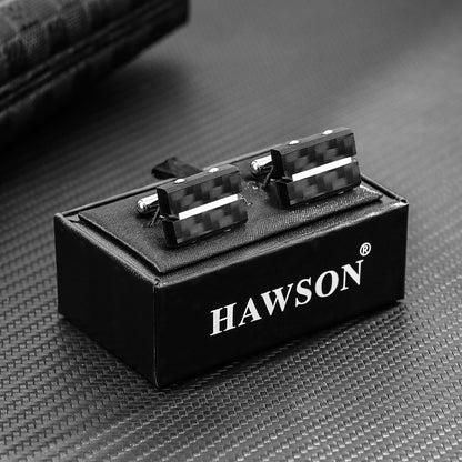 HAWSON Handcrafted Carbon Fiber Cuff Links for Men.