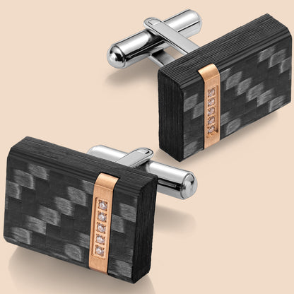 HAWSON Handcrafted Carbon Fiber Cuff Links for Men.