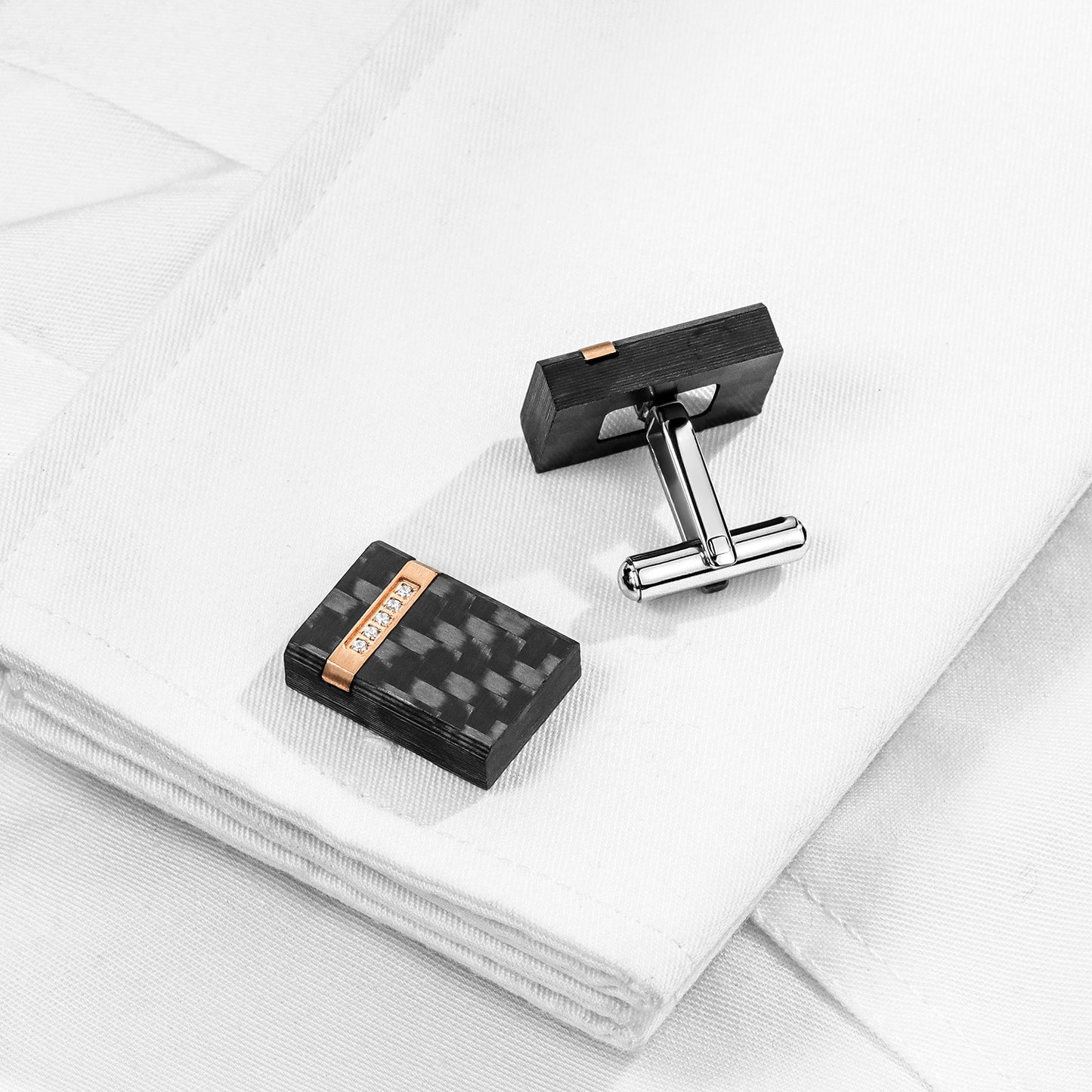 HAWSON Handcrafted Carbon Fiber Cuff Links for Men.