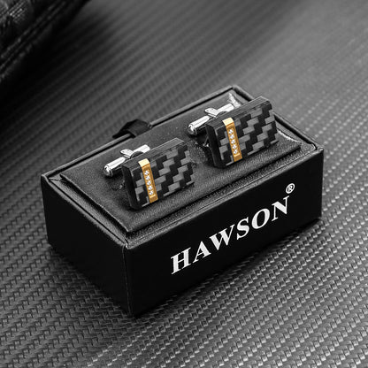 HAWSON Handcrafted Carbon Fiber Cuff Links for Men.