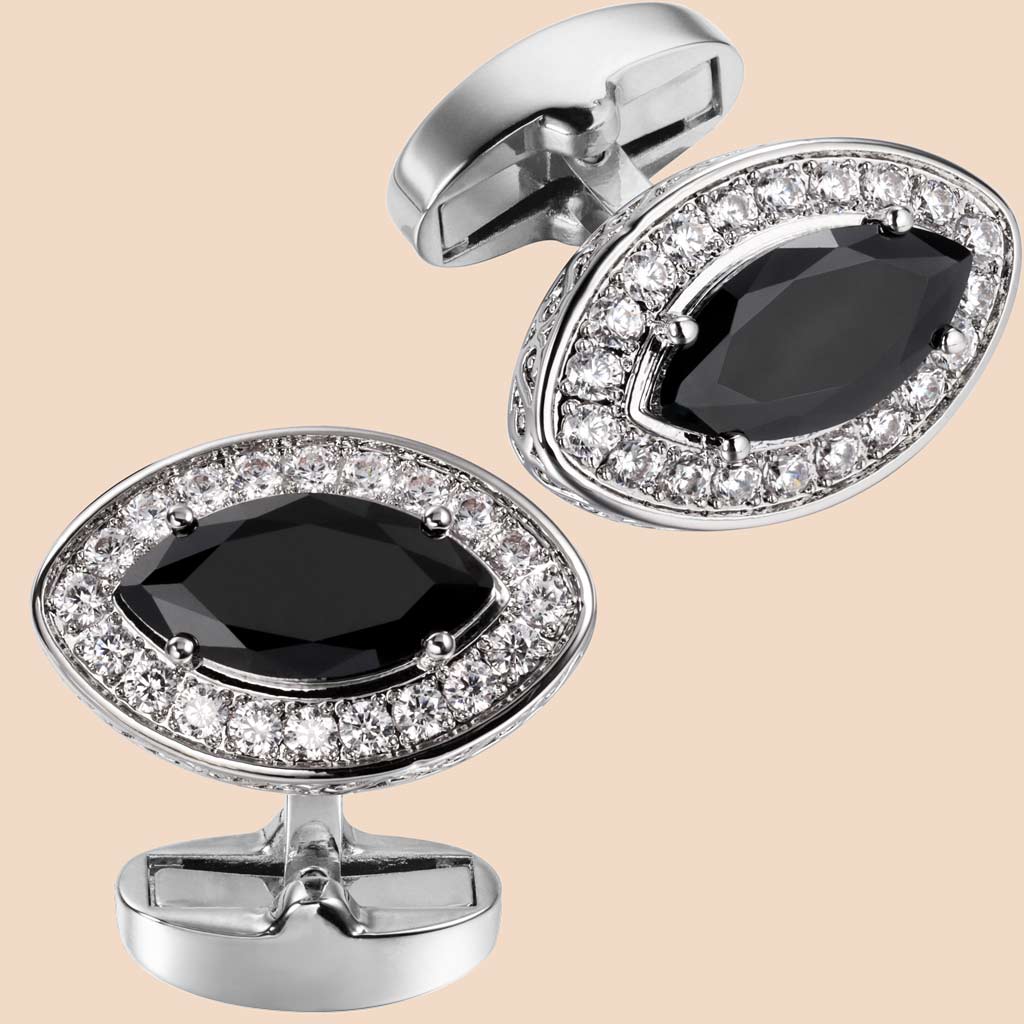 Sliver Zircon Cufflinks For Men's Jewelry One-Stop Shop