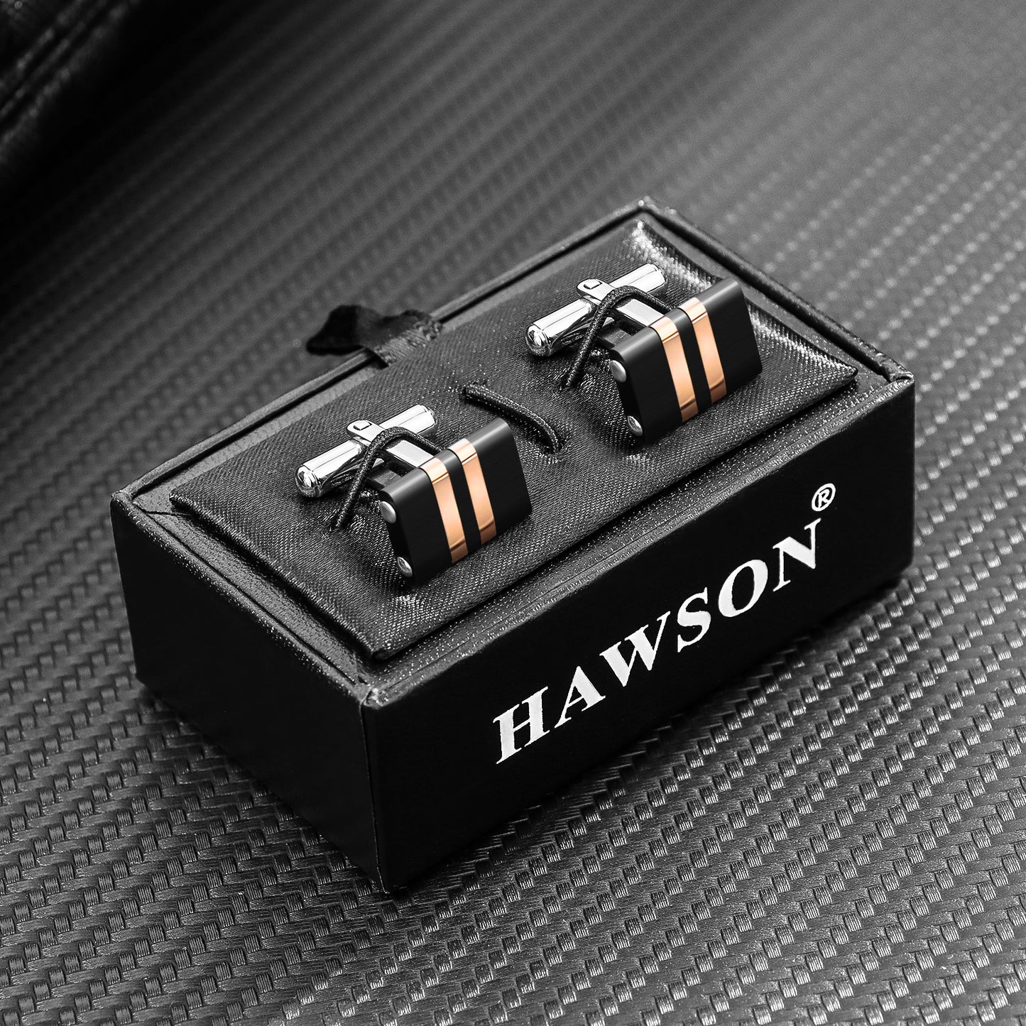 HAWSON Handcrafted Carbon Fiber Cuff Links for Men.