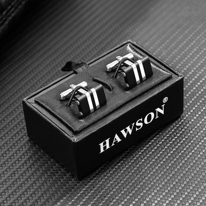 HAWSON Handcrafted Carbon Fiber Cuff Links for Men.