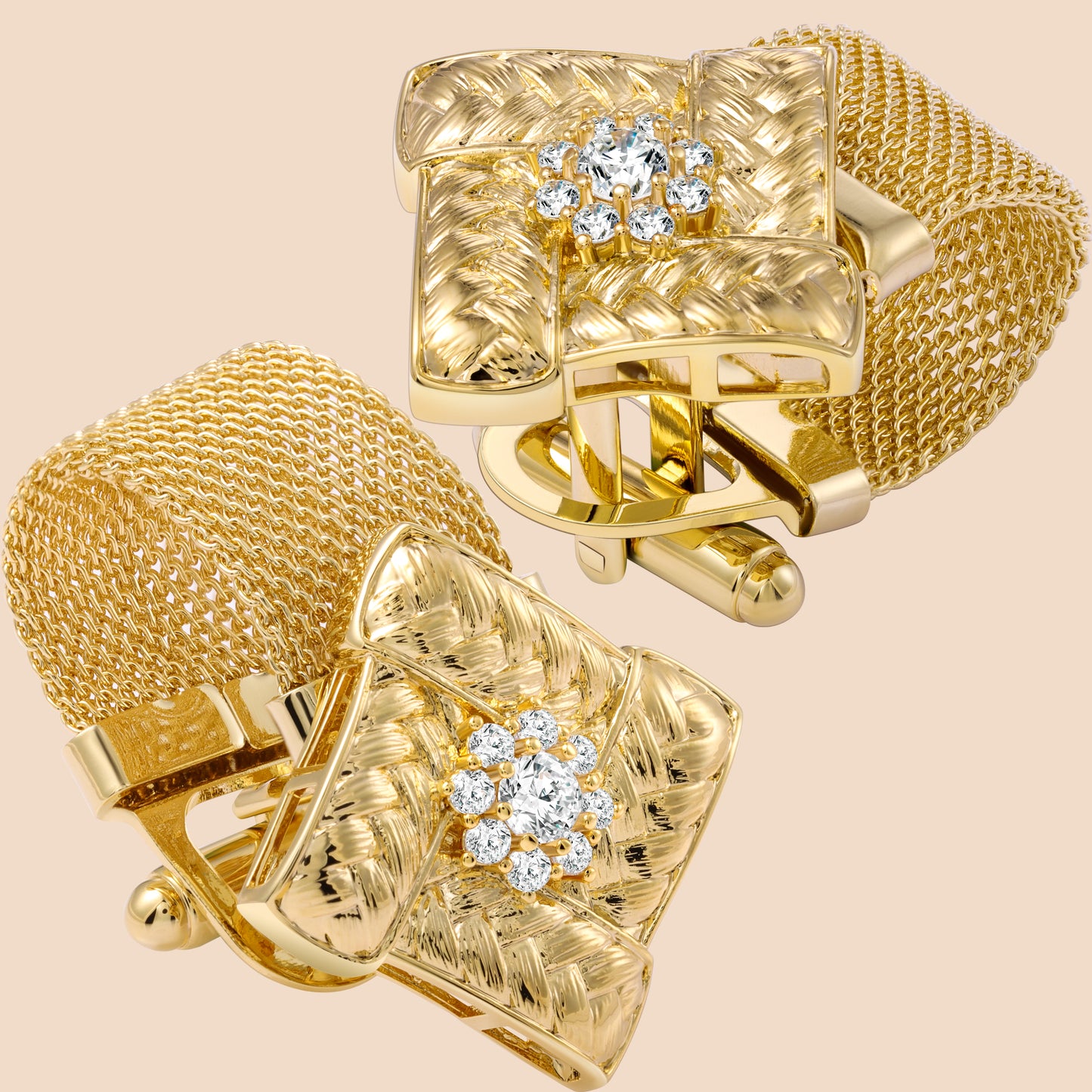 HAWSON Shiny Gold Tone Cufflinks with Chain