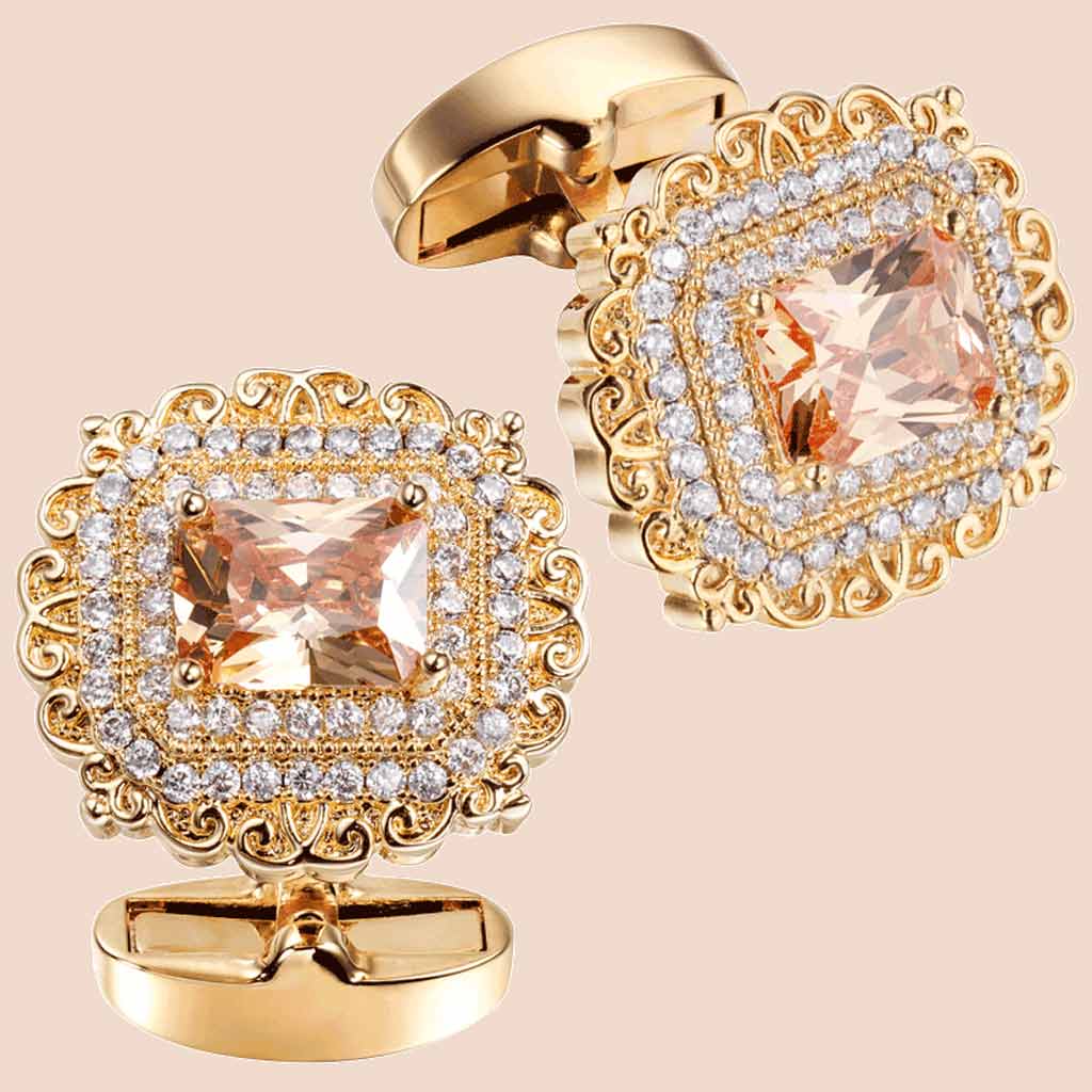 HAWSON 18K Gold Color Zircon Cufflinks