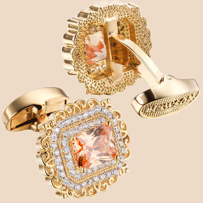 HAWSON 18K Gold Color Zircon Cufflinks