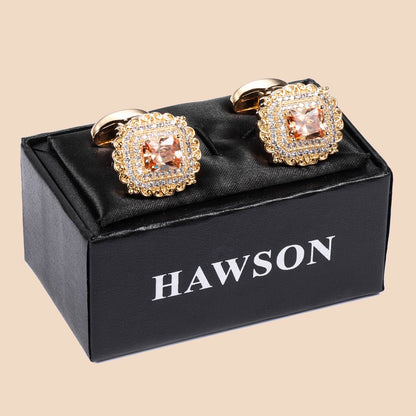 HAWSON 18K Gold Color Zircon Cufflinks