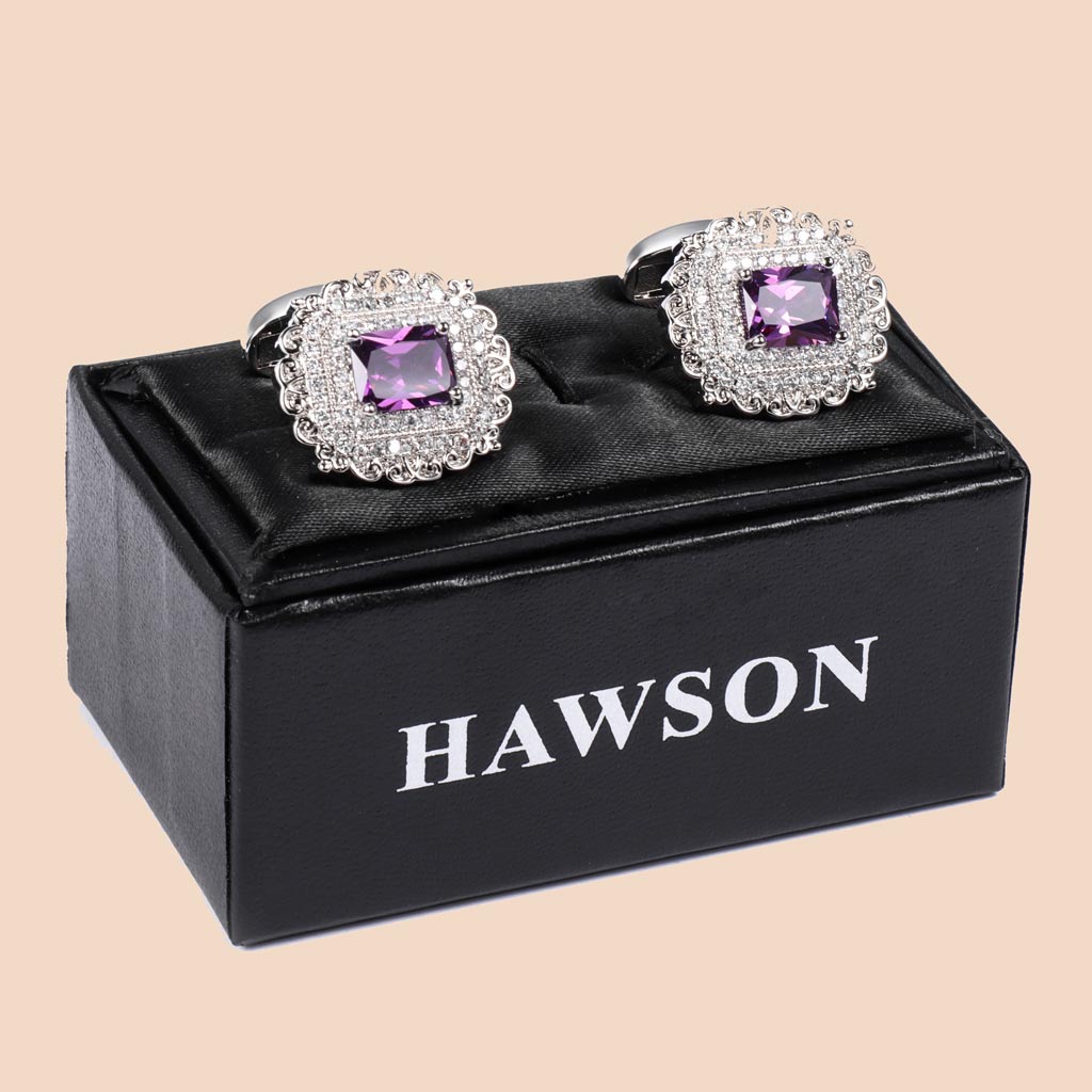 HAWSON 18K Gold Color Zircon Cufflinks