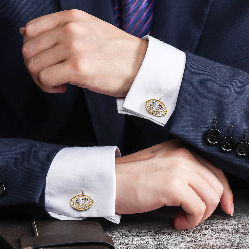 Sliver Zircon Cufflinks For Men's Jewelry One-Stop Shop