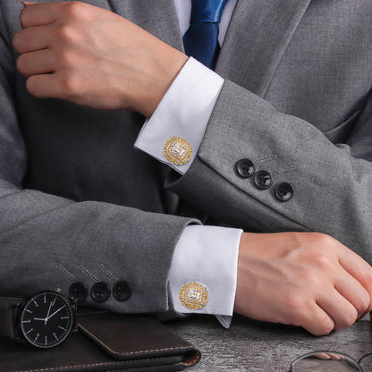 HAWSON 18K Gold Color Zircon Cufflinks