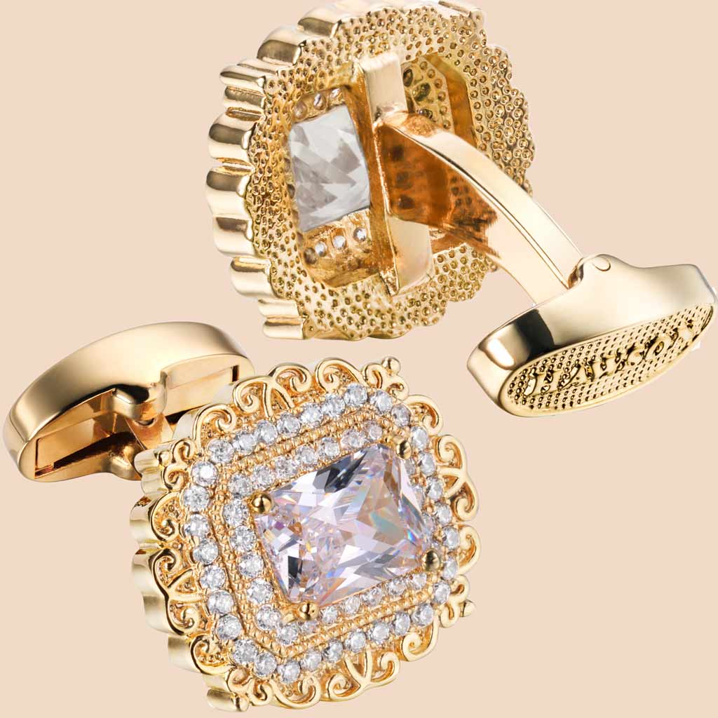 HAWSON 18K Gold Color Zircon Cufflinks