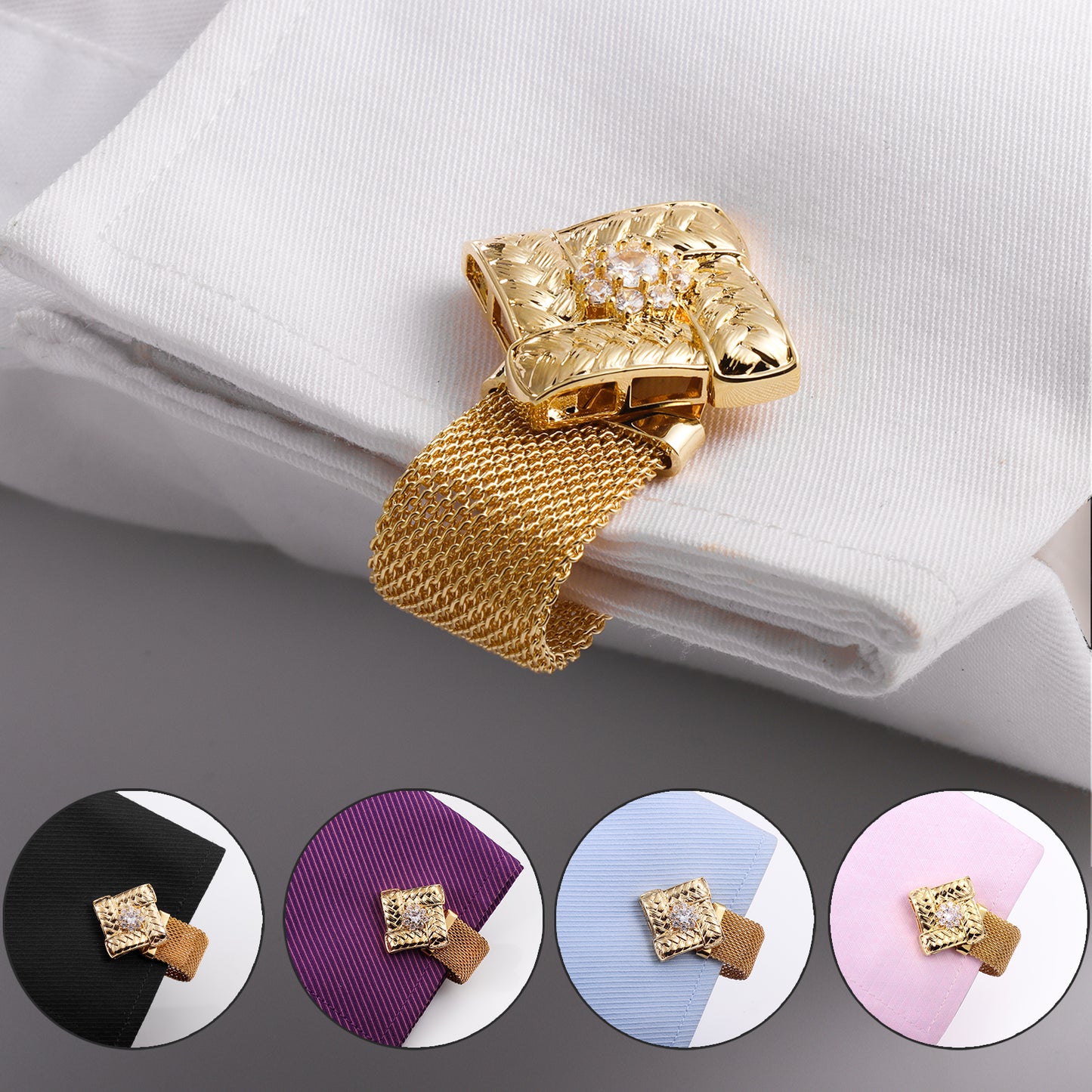 HAWSON Shiny Gold Tone Cufflinks with Chain