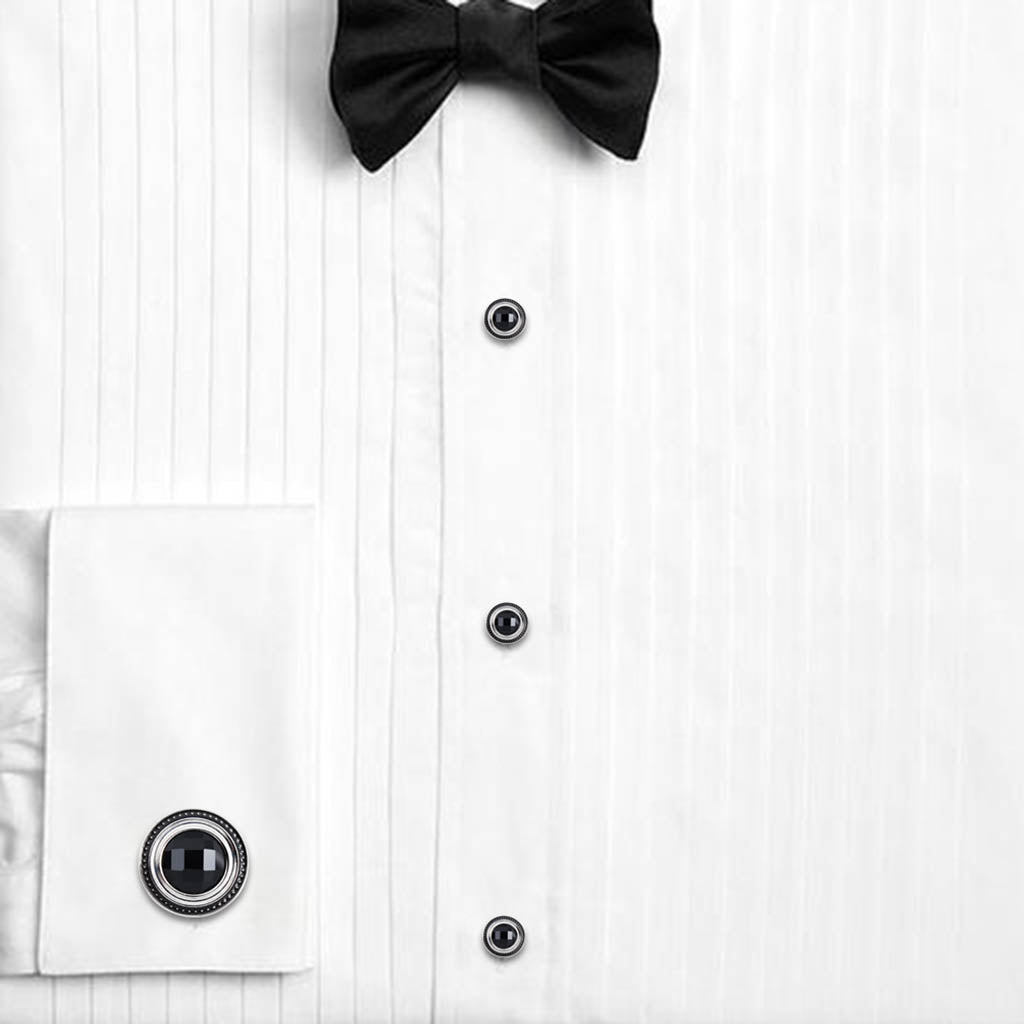 HAWSON Crystal Cufflinks and Studs Set for Men Red Crystal HAWSON Crystal Cufflinks and Studs Set for Men Red Crystal