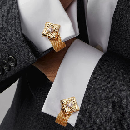 HAWSON Shiny Gold Tone Cufflinks with Chain