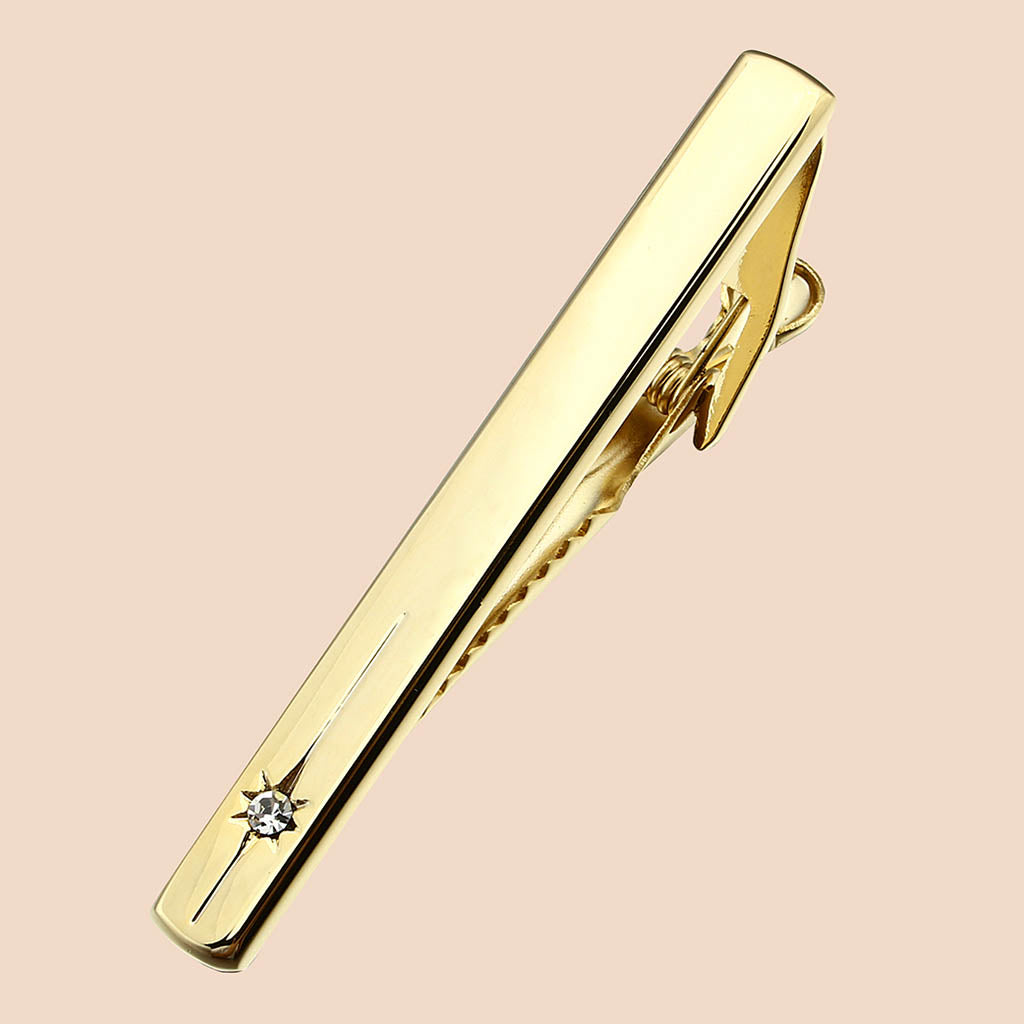 HAWSON Gold Tone Cufflinks and Tie Clips with Inlaying Crystal