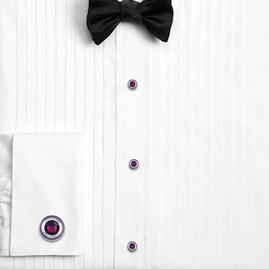 HAWSON Crystal Cufflinks and Studs Set for Men Red Crystal HAWSON Crystal Cufflinks and Studs Set for Men Red Crystal